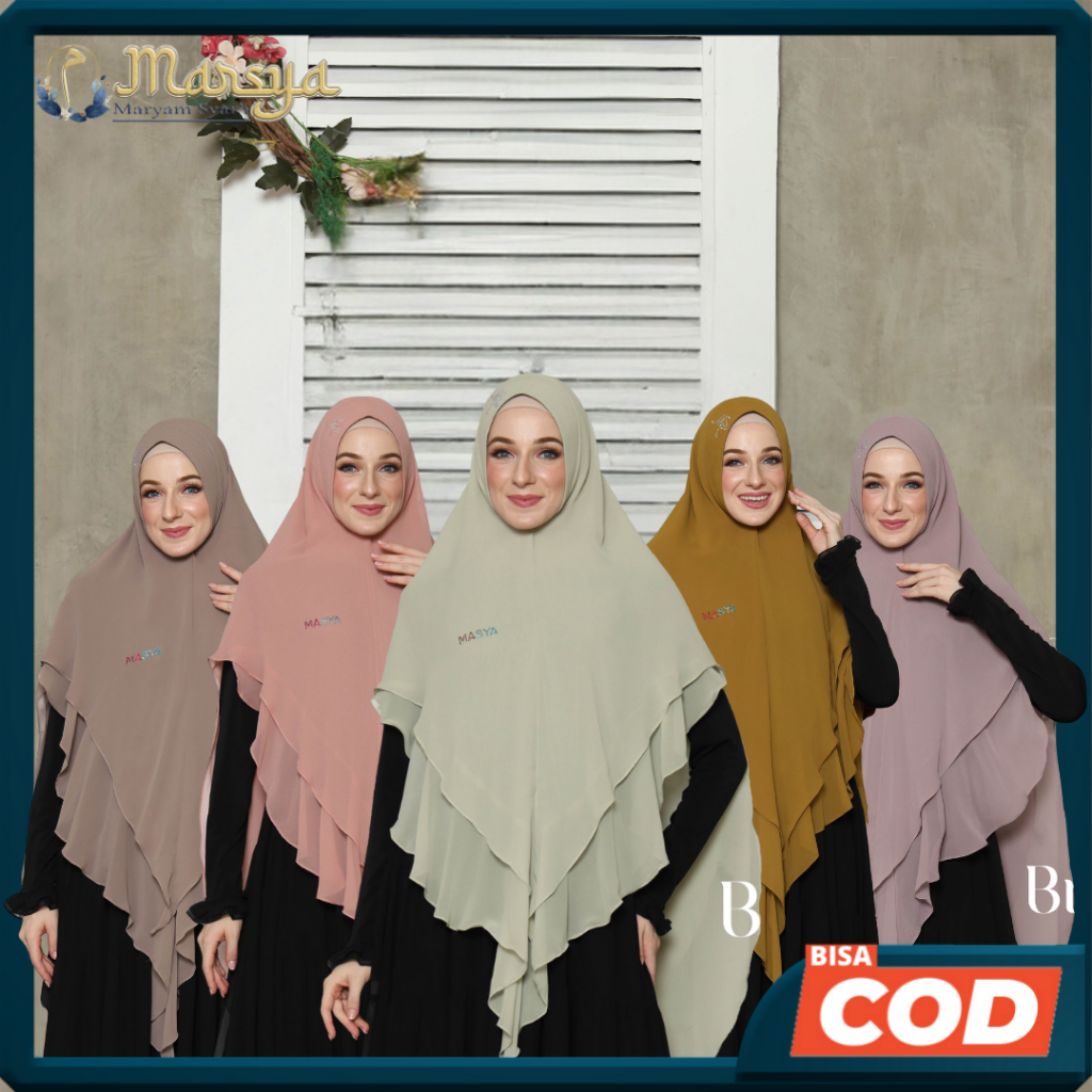 BRYNNA Jibab Hijab Khimar Kerudung Swarovski Syari Ceruty Ceruti Babydoll 2 Layer Soft Pet Instant P