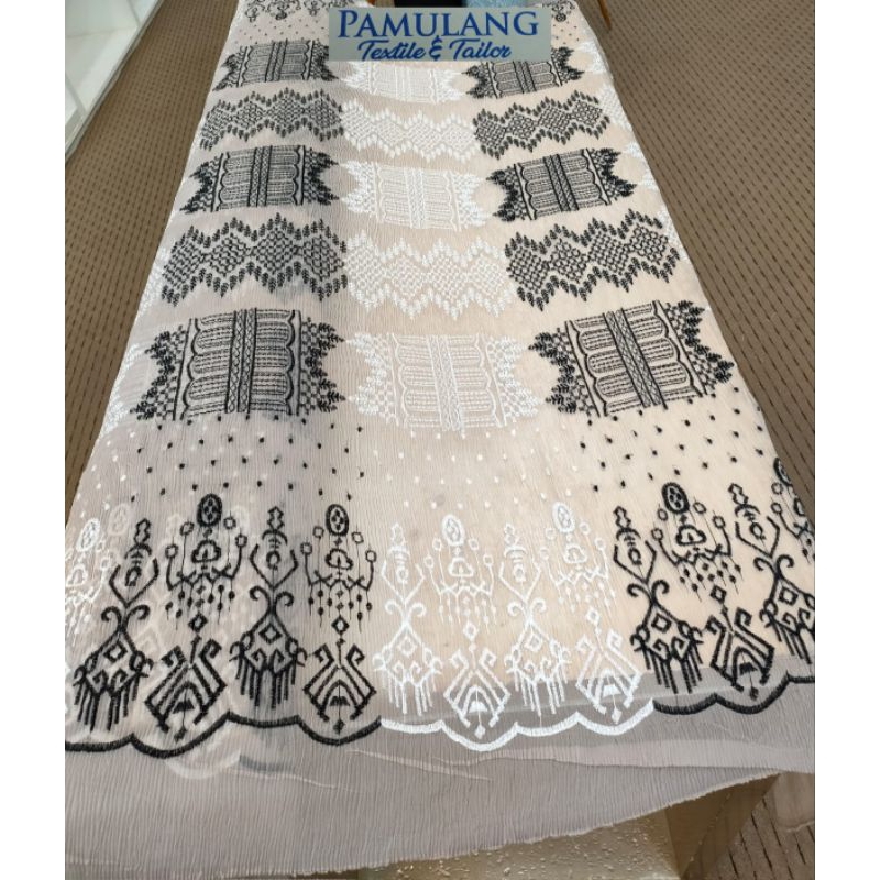 Kain Organza Pleats New Etnik Sumba Bordir Motif || Harga Per Setengah Meter(50 cm)