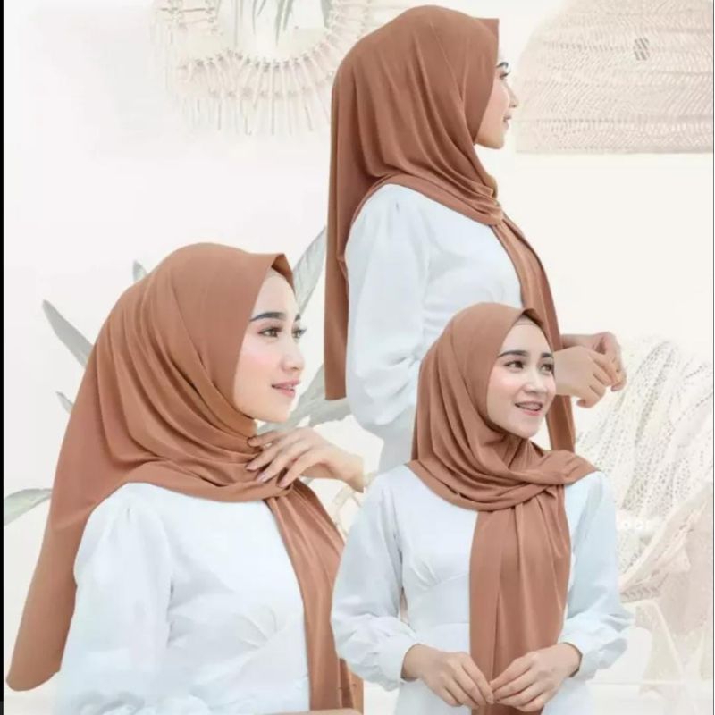 SHANUM Hijab Instan Phasmina Tanpa pet,Jersey Polos
