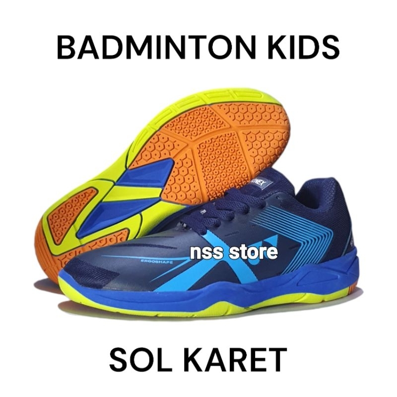 sepatu bulu tangkis anak sol karet anti licin / sepatu badminton anak laki laki anak perempuan / bad