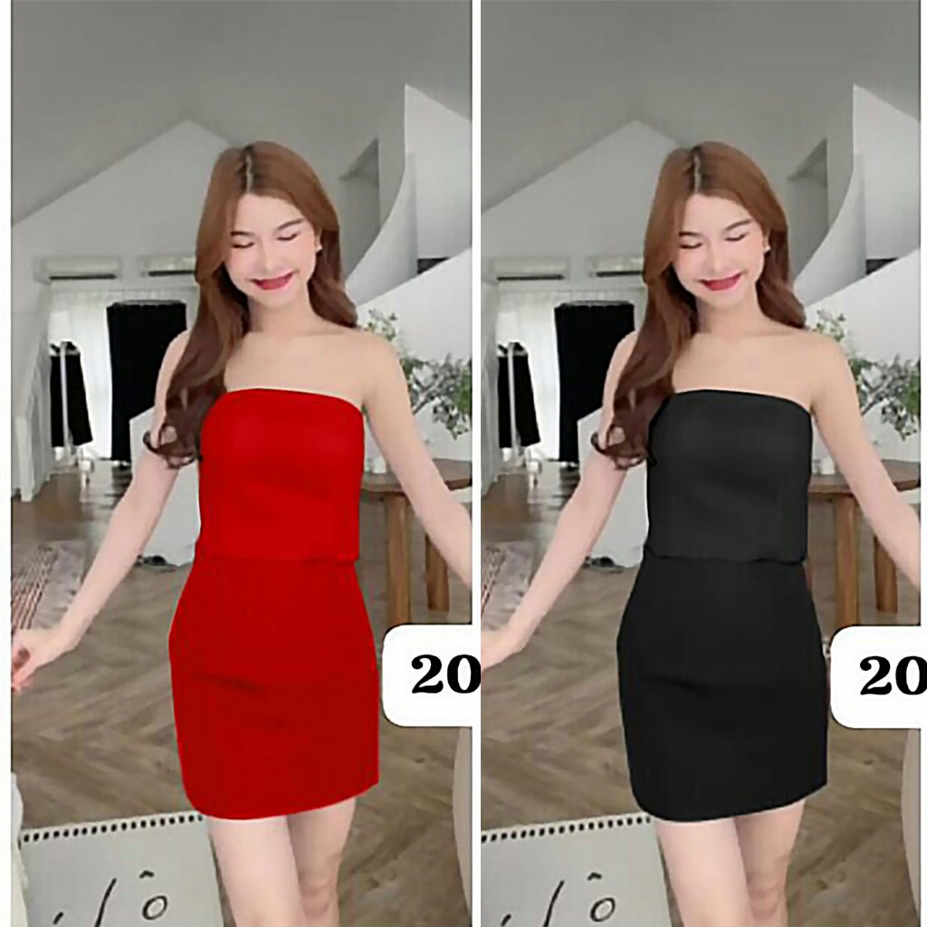 SP4 2012 SET: Pakaian Sexy Wanita Hot - Setelan Rok Mini dengan Atasan Kemben Sexy, Warna Merah dan 
