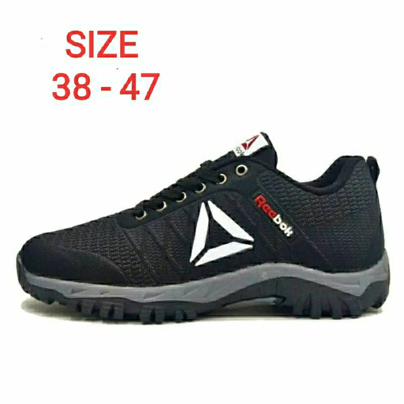 FLASH SALE BIG SIZE UKURAN JUMBO 38-47 SEPATU SNEAKERS  RBK HITAM / COWOK / TERBARU TERLARIS TERMURA