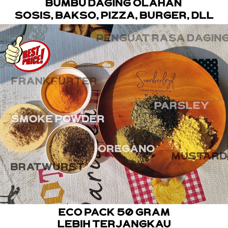 

Tertarik ECO PACK - Bumbu Sosis Burger Nugget Bakso Pizza Fried Chicken Frankfurter Bratwurst Mustard Oregano Meat Booster