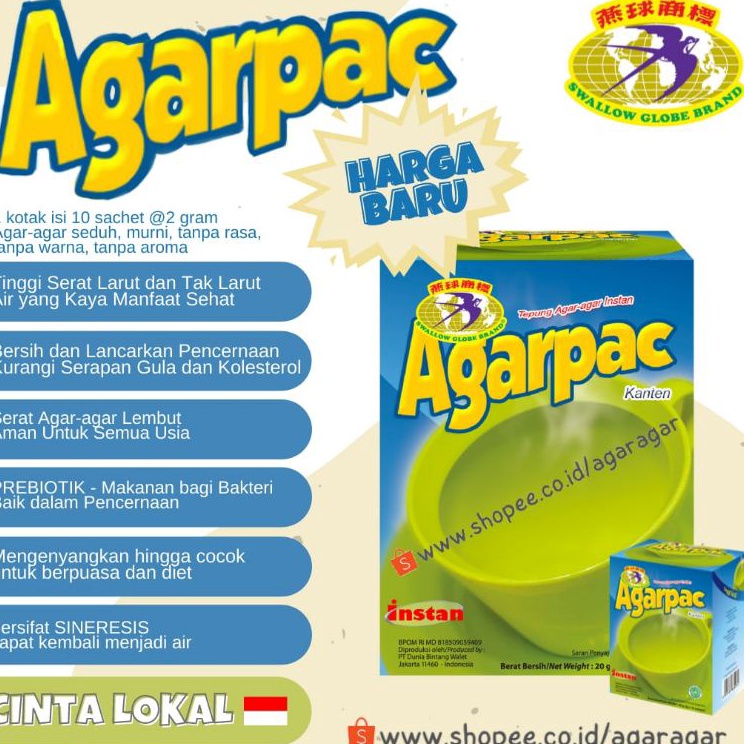 

Promo banting AGARPAC 10 sachet Tepung Agar-agar Campuran Minuman Diet Sehat