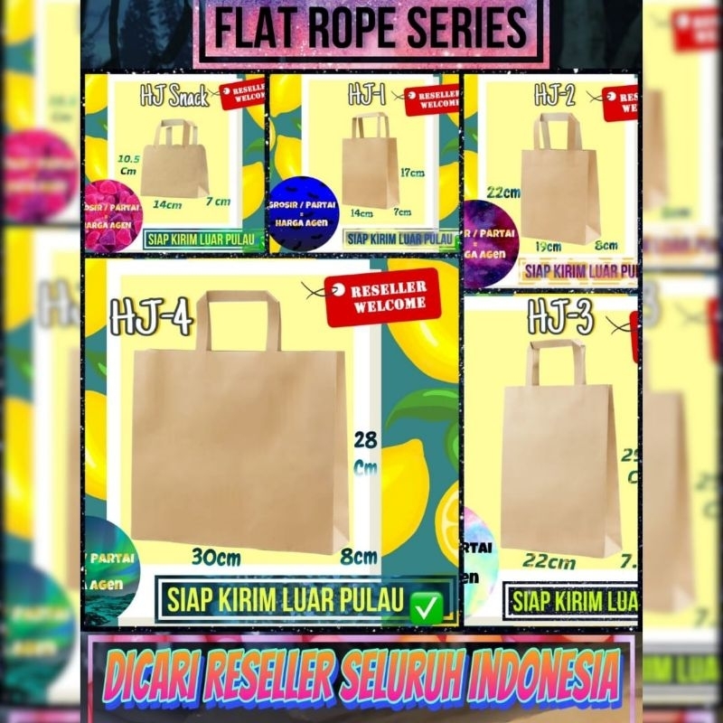 

Khusus Sampel Paperbag Flat HJ Snack Kantong Kertas Tas Souvenir Tas Belanja Makanan Goodie Bag