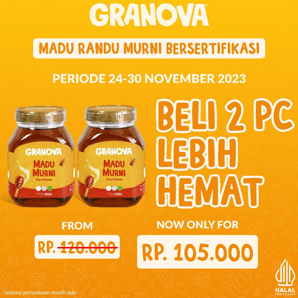 

Ready Now Granova - Madu Murni Randu 600gr (Premium, Madu Asli 100%, Sehat, Natural)