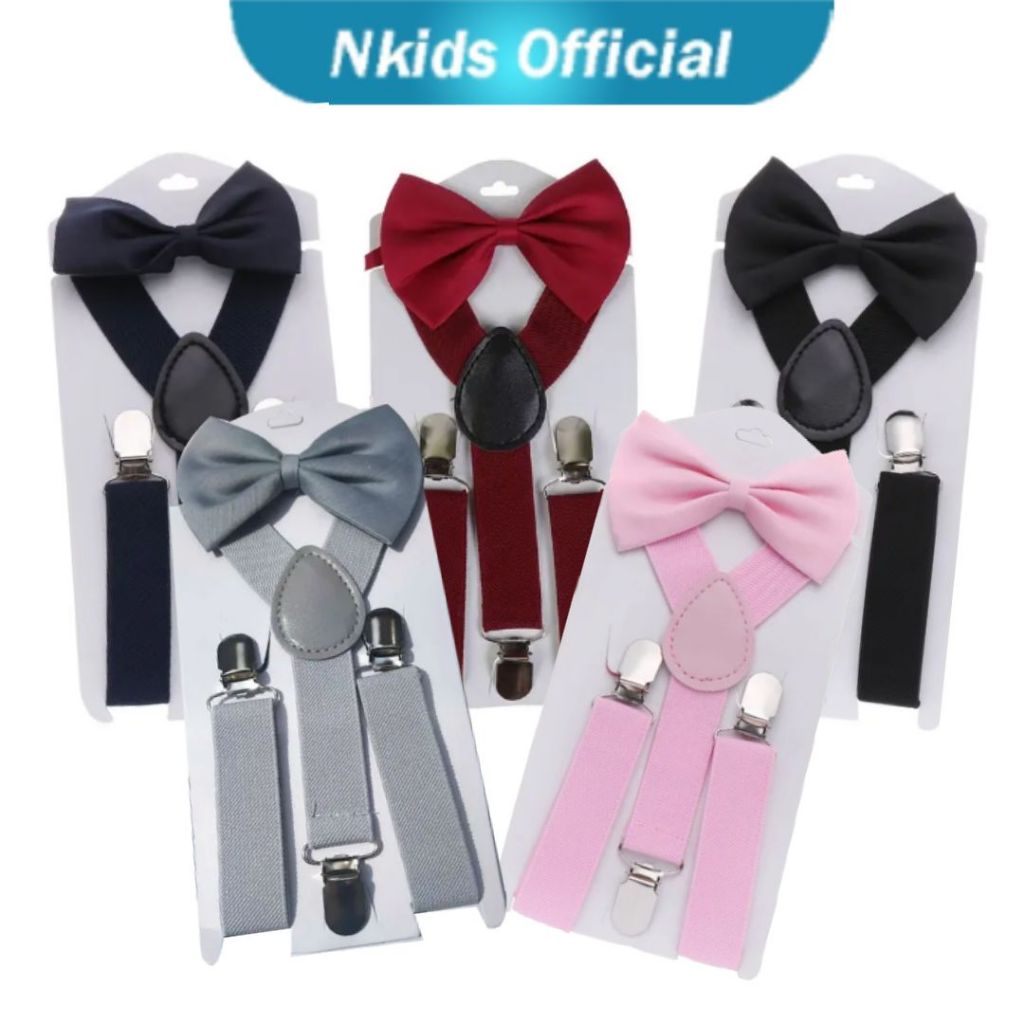 Suspender Anak Laki-Laki Set / Suspender dan Dasi Anak Perempuan Clp On