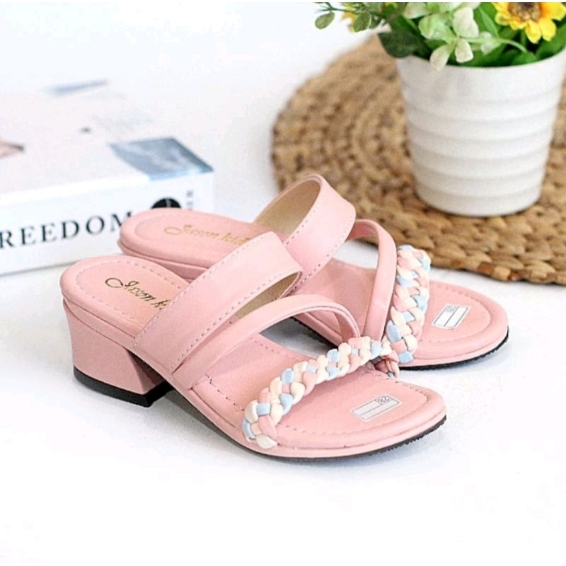 Sandal Heels Anak Perempuan Hak Tahu Model Kepang
