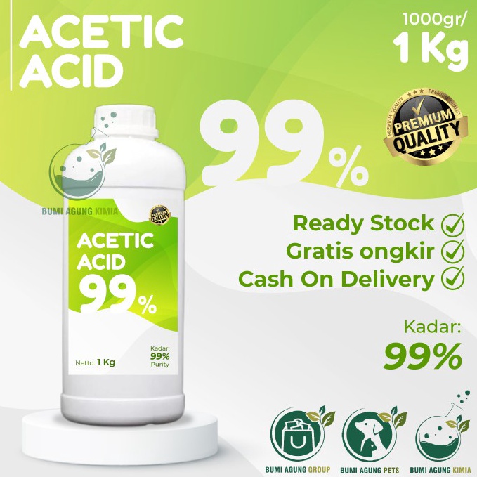 

❤[PROMO ⚡ALE!!!]❤ Asam Cuka / Cuka Glasial / Cuka Makan foodgrade 99% 1KG 1 KG bukan 1 L