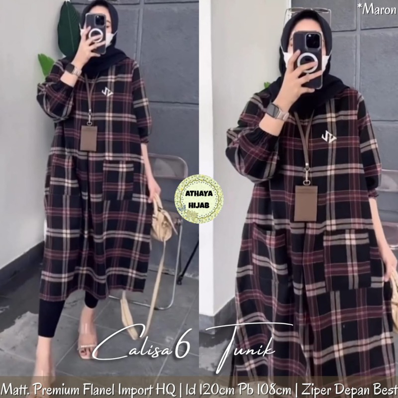 Long Tunik Jumbo Flanel Premium LD 120 Calisa Tunik By Athaya Hijab