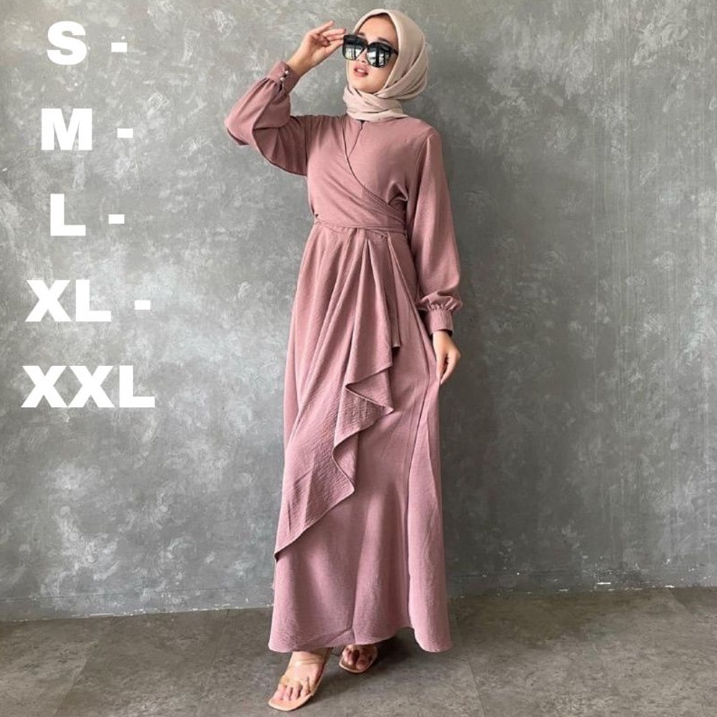 TERLARIS RISHA DRESS ,JUMBO CRINCLE AIRFLOW  SIZE S M L XL XXL GAMIS REMAJA KEKINIAN SALISA MAXI gro