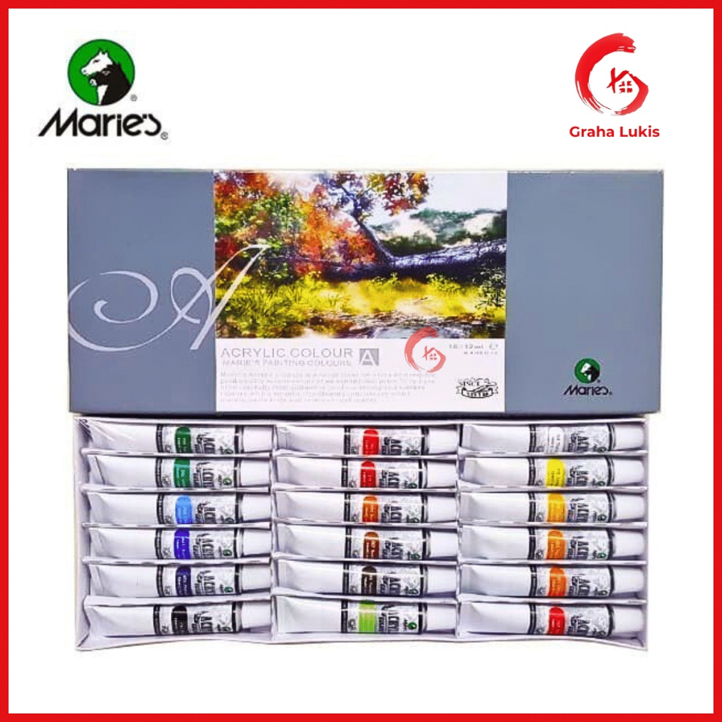 

Bisa COD Cat Akrilik Maries Acrylic Colour set 18 gas !!