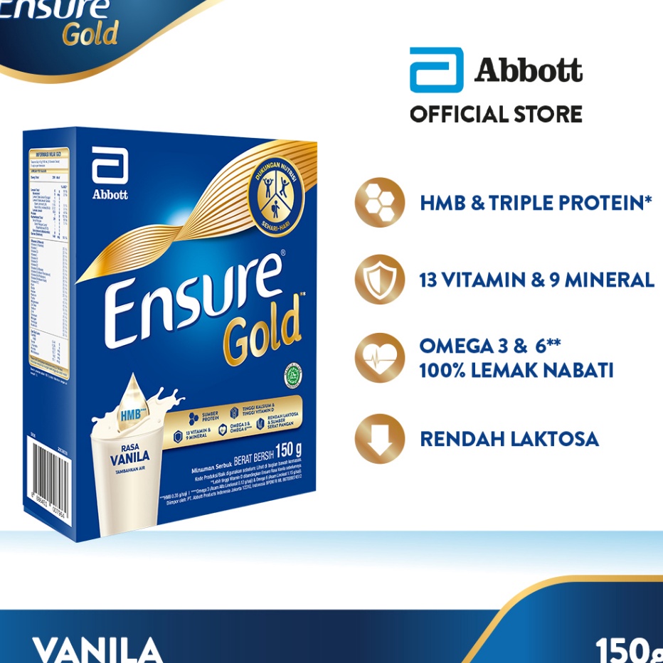 

GTWV9009 PALING AMPUH>>> Ensure Gold HMB Vanila 150 g - Nutrisi Dewasa Rendah Laktosa