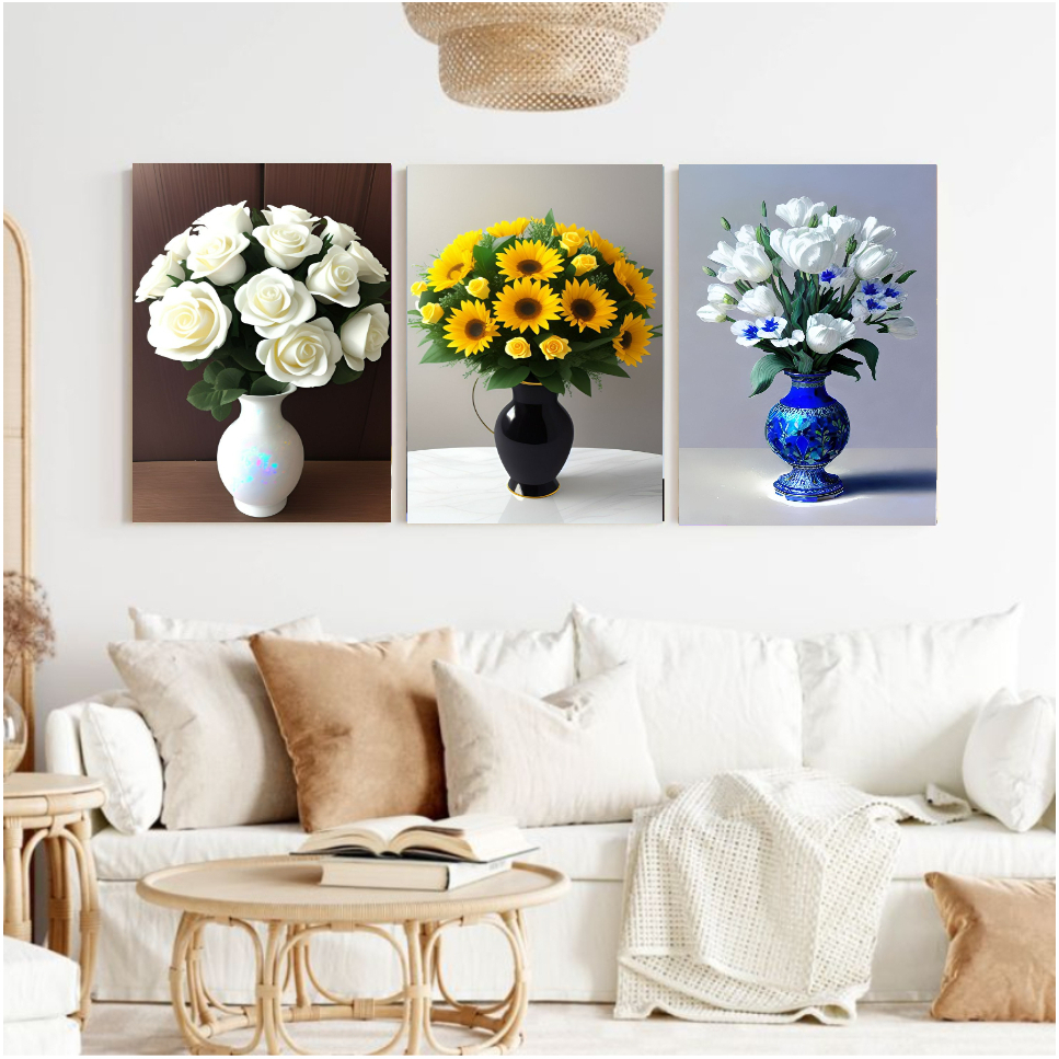 BOMAL....HIASAN DINDING DEKORASI RUMAH MOTIF BUNGA TERBARU/HIASAN DINDING RUANG KAMAR POSTER KAYU PA