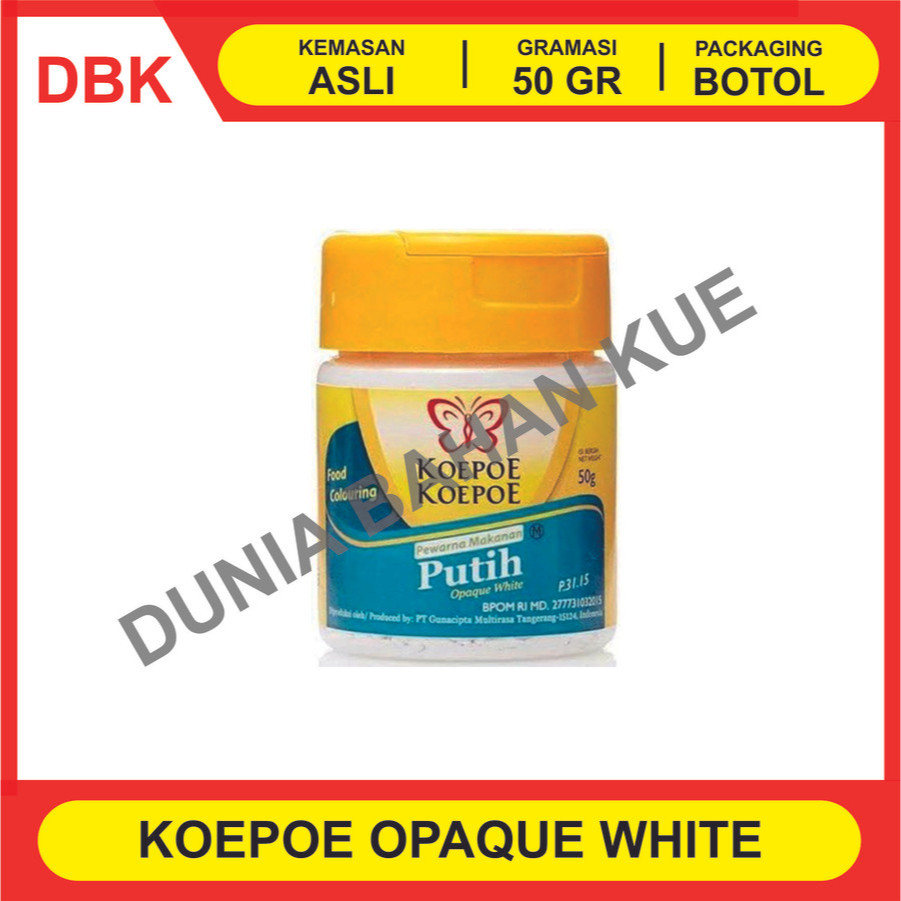 

OPAQUE WHITE KOEPOE KOEPOE 50 GR - 1 LUSIN 12 PCS / PEMUTIH MAKANAN KUPU KUPU