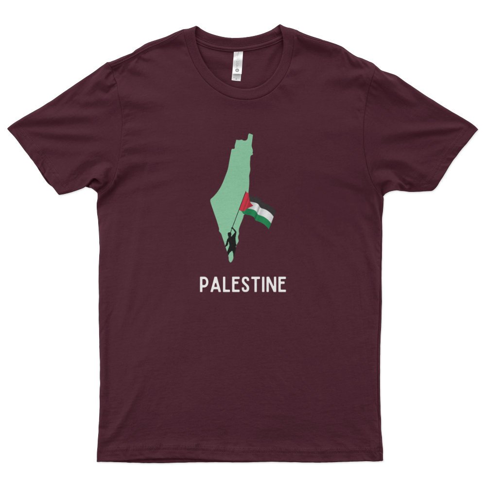 Kaos Distro Premium Lengan Pendek Palestina Yerusalem Map Flag T-Shirt