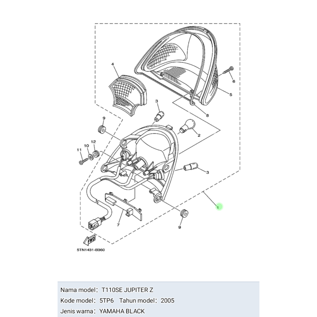 LAMPU STOP BELAKANG JUPITER Z LAMA ASLI ORI YAMAHA 5TP H4710 00