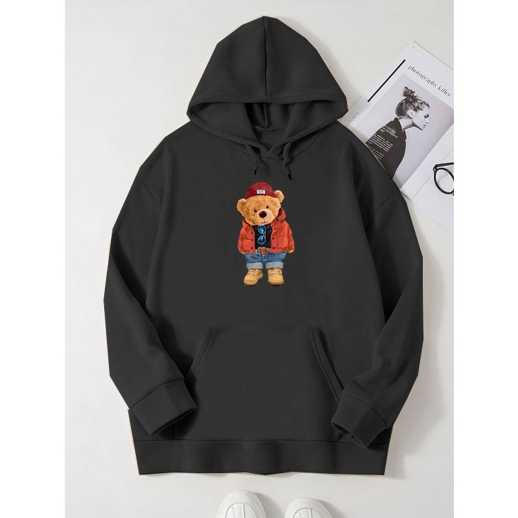 Hoodie wanita bear cute Size L XL XXL hoodie cewek terbaru bahan fleece hoodie wanita tebal switersh