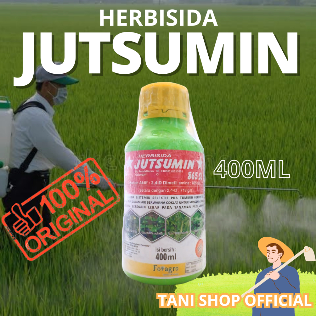 HERBISIDA JUTSUMIN 865 SL 400ml - Pengendalian Gulma Daun Lebar untuk Padi Sawah