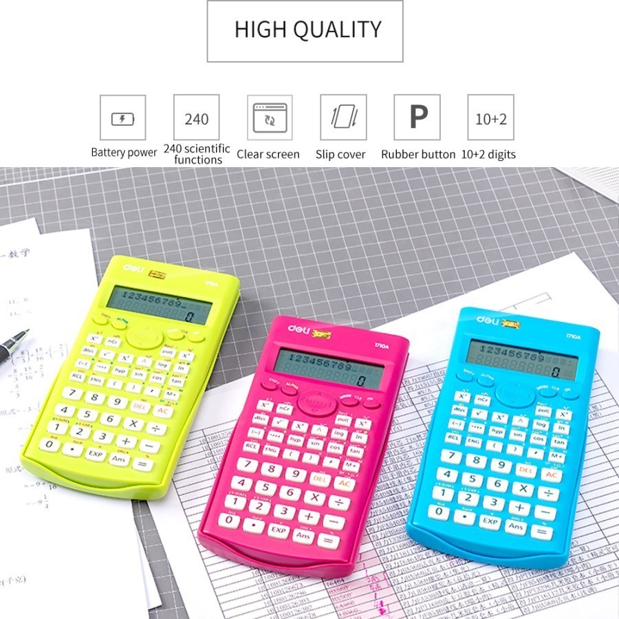 

Calculator Sains Deli E1710A 240 Fungsi Kalkulator Hitung 12 Digit