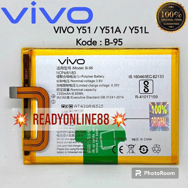 Baterai Vivo Y51 Batre Vivo Y51A Baterai Vivo Y51L Vivo B-95