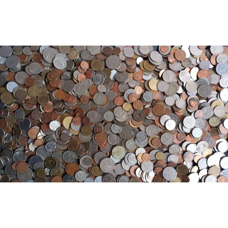 koleksi koin asing satu kilo campur random