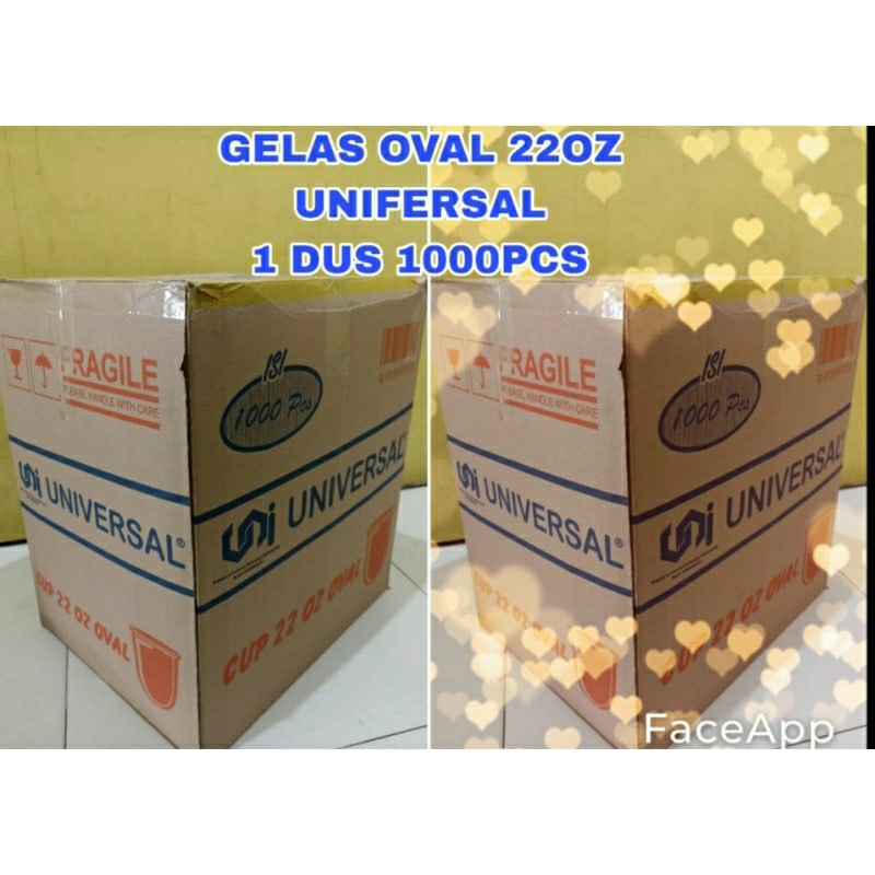 Gelas plastik 22oz Oval Tanpa tutup / Cup 22oz Oval / Cup 18oz 1Dus 1000pcs Universal