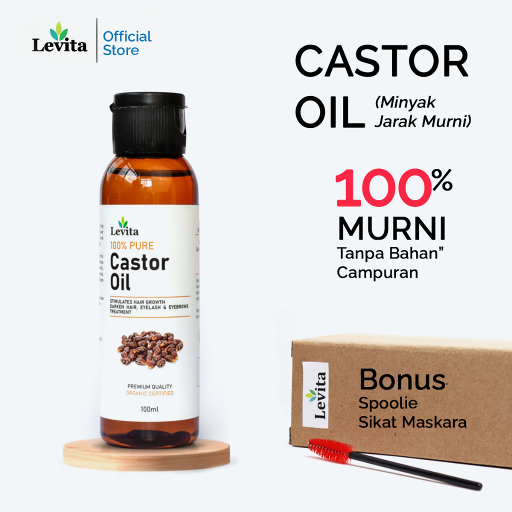 Levita Castor Oil Murni Asli - Minyak Jarak Murni Penumbuh Rambut Brewok Alis Bulu Mata