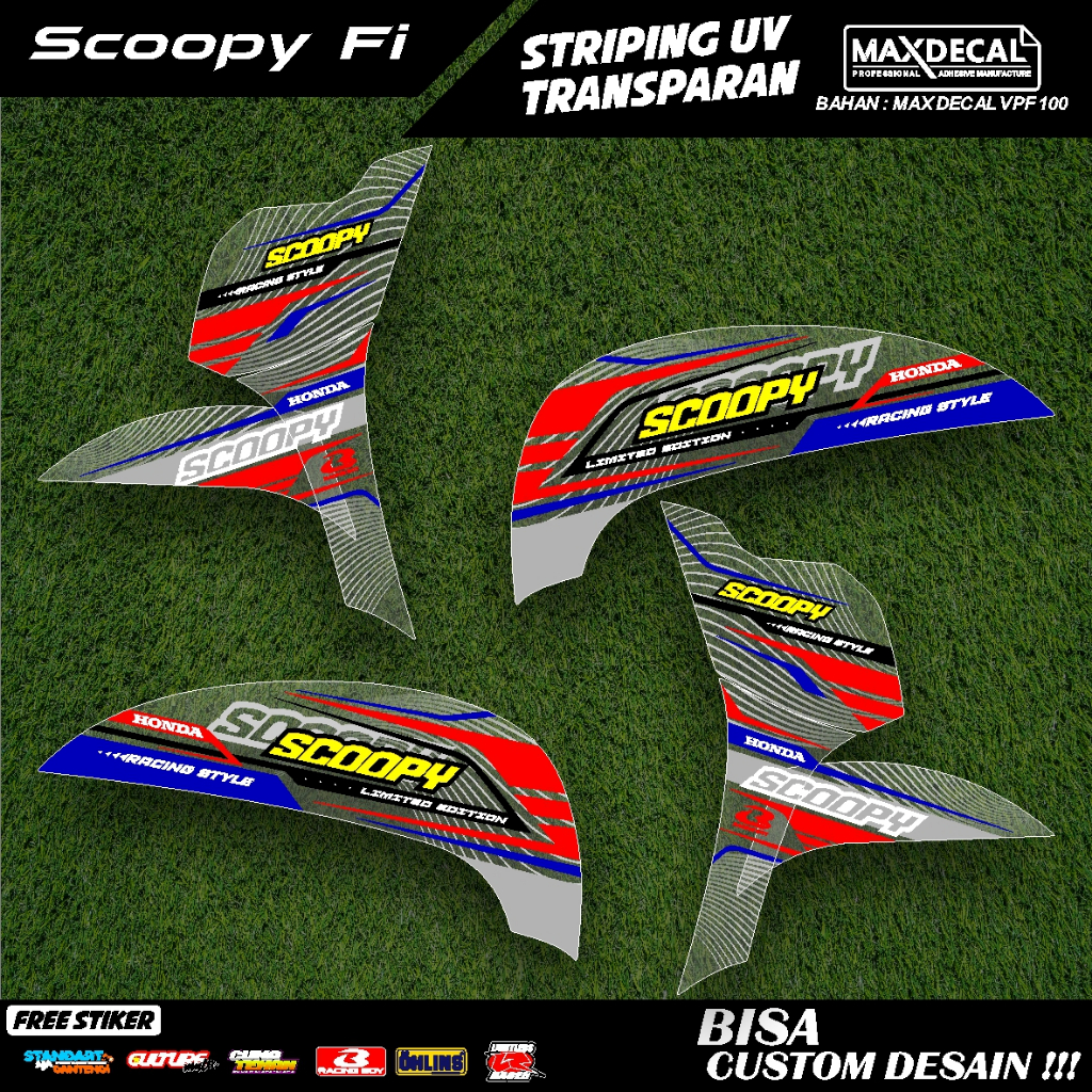 STIKER STRIPING TRANSPARAN HONDA SCOOPY FACELIFT LIS STICKER UV SEMI FULL VARIASI DESAIN RACING MODE