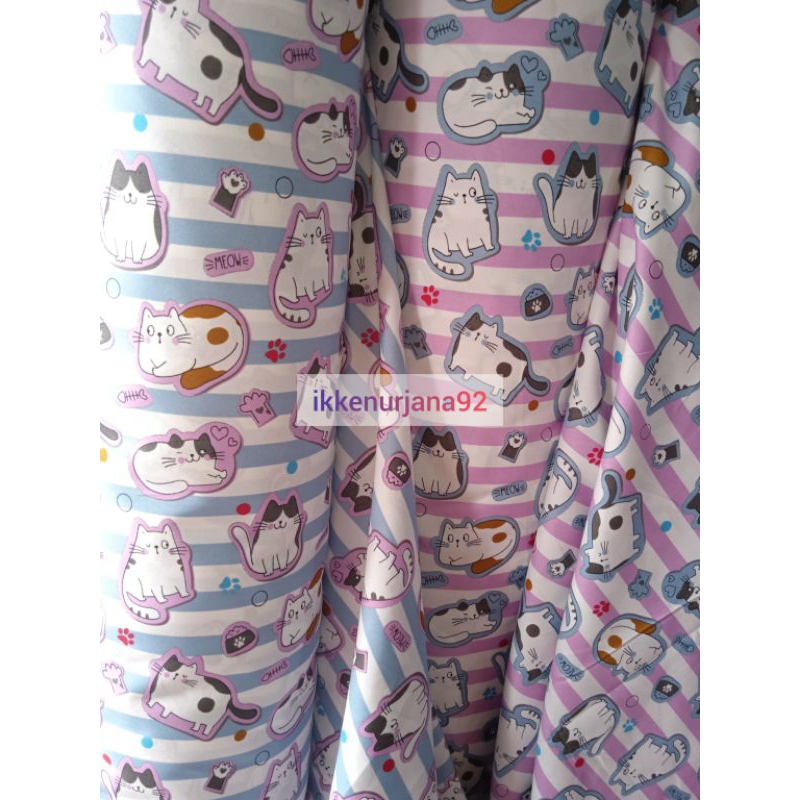 SETENGAH METER 50CM LEBAR 240CM kain katun seprei meteran halus motif kucing