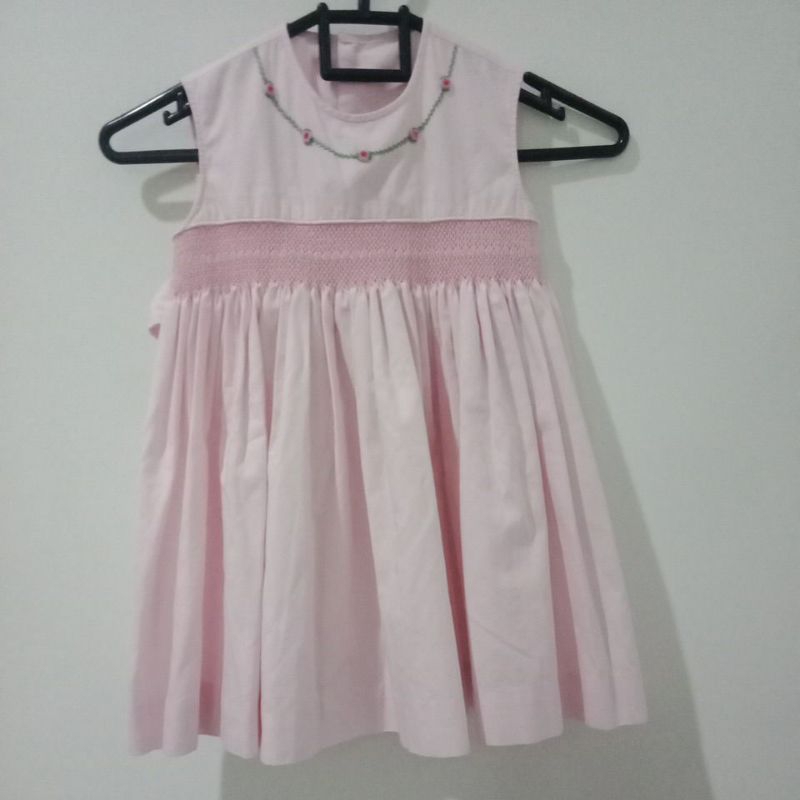 Preloved smocked dress anak pink 3years almost new