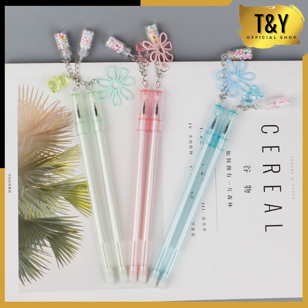 

T&Y Pena Gantungan Botol Bunga Fancy Pen Pena Gel Bolpen Unik warna pastel cute Bola Salju Warna Warni Pulpen Lucu Aesthetic Alat Tulis Kantor