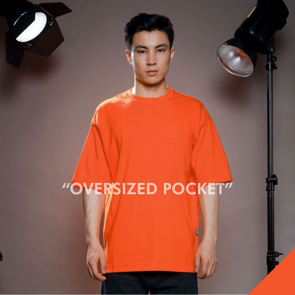 REASER Oversize Pocket Tees Kaos Polos Saku - Orange
