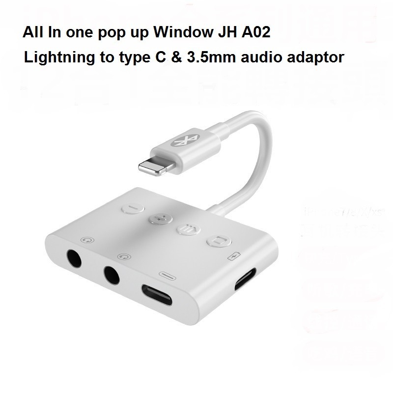 Splitter JHA02 Kabel Converter adapter Iphone 4in1 Lightning, Type C & Jack Audio 3.5mm Bluetooth
