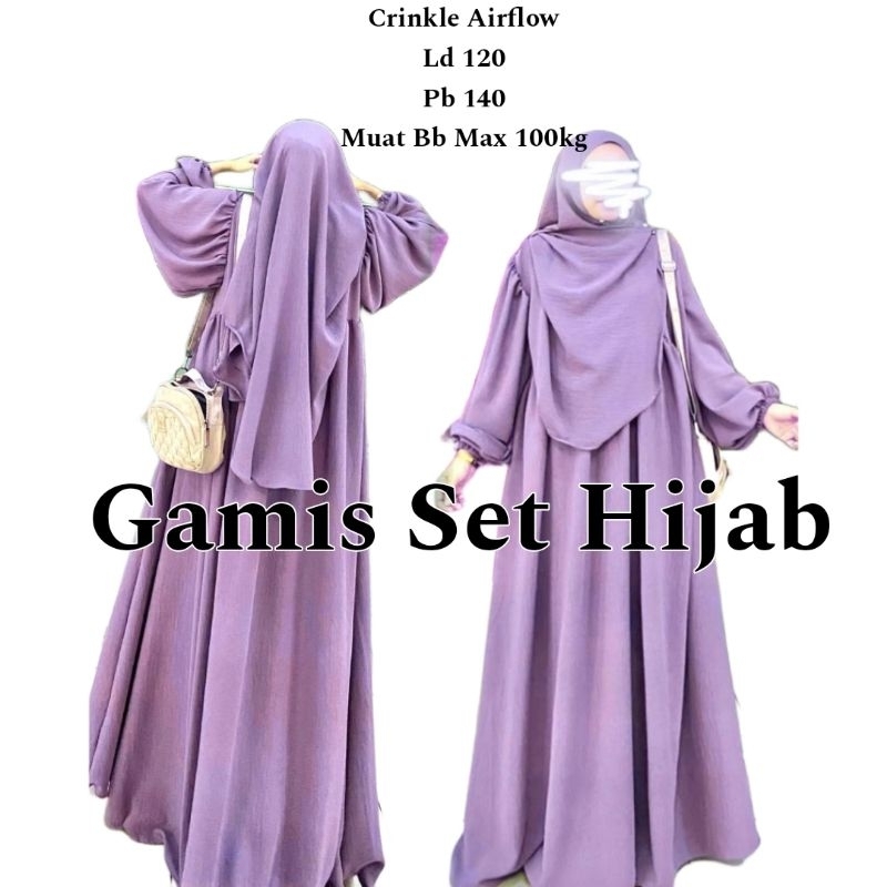 GAMIS CRINKLE SET HIJAB KEKINIAN VIRAL TERBARU-5