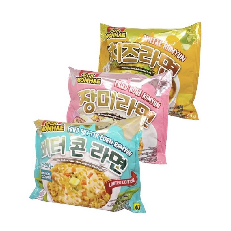 

Wonhae Mie Instan Korea Halal 120g/Fried Butter Corn Ramyun/Cheese Ramyun/Fried Rose Ramyun