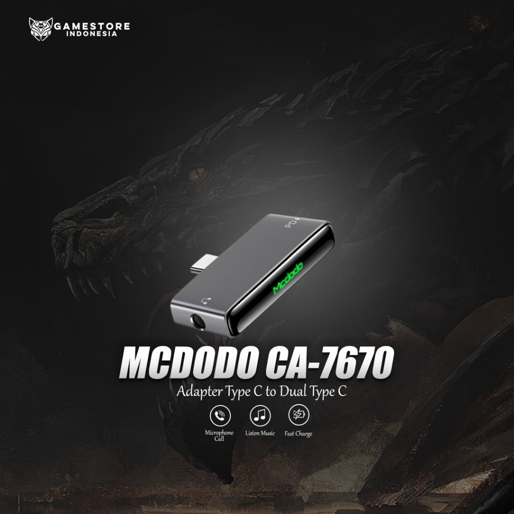 MCDODO Audio Adapter Type C To Dual Type C Converter Type C USB C Dual