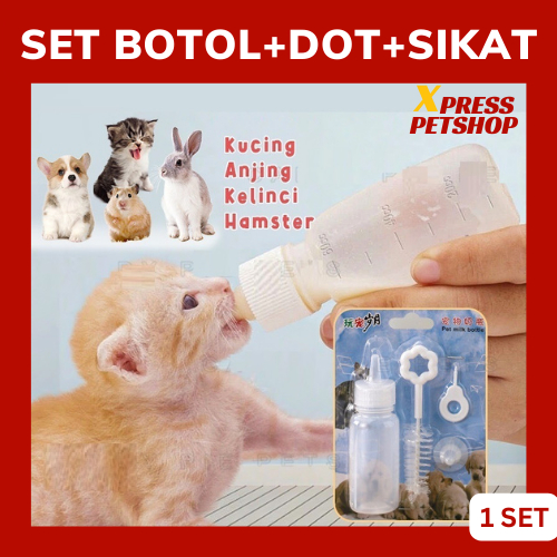 Set Botol Kucing Dot Kucing Silikon (Botol Dot Kucing + Sikat) Aksesoris Perlengkapan Hewan Pelihara