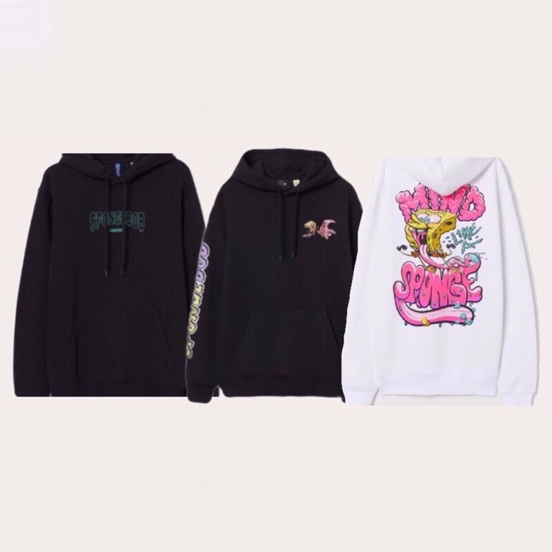 HM FULL TAG NEW SPONGEBOB SLASHER PATRICK WHITE MIND SPONGE BLACK HOODIE KRABBY PATTY SWEATER JACKET