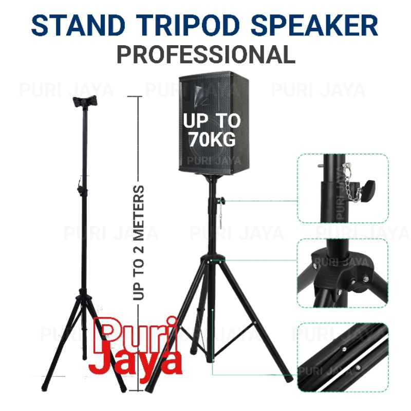 Stand Tripod Speaker Tiang Professional Pro Metal Logam Besi Standing Dudukan + Bracket Untuk 6 8 10