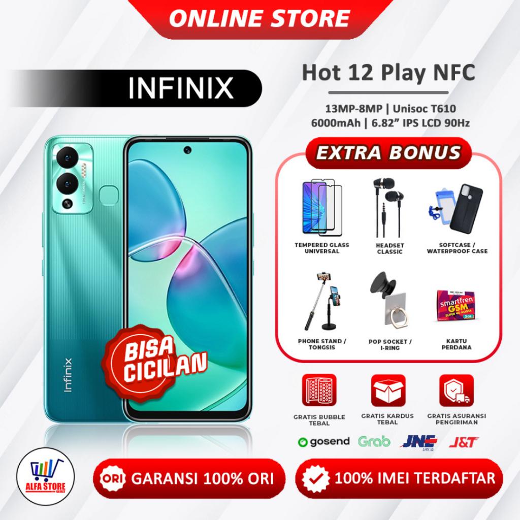 HP Infinix Hot 12 Play NFC RAM 4/64GB Garansi Resmi