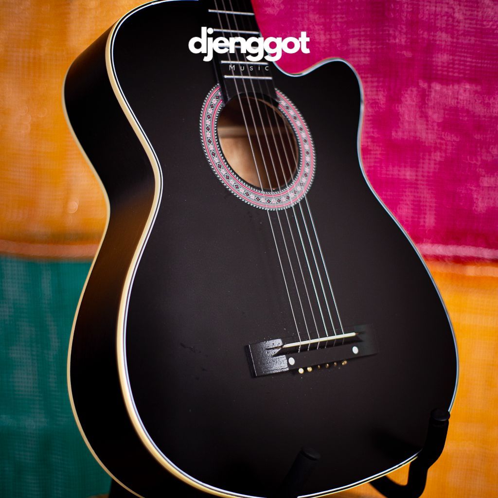 Gitar Akustik Mandalika Lis S-01BK Black Paket Komplit Murah