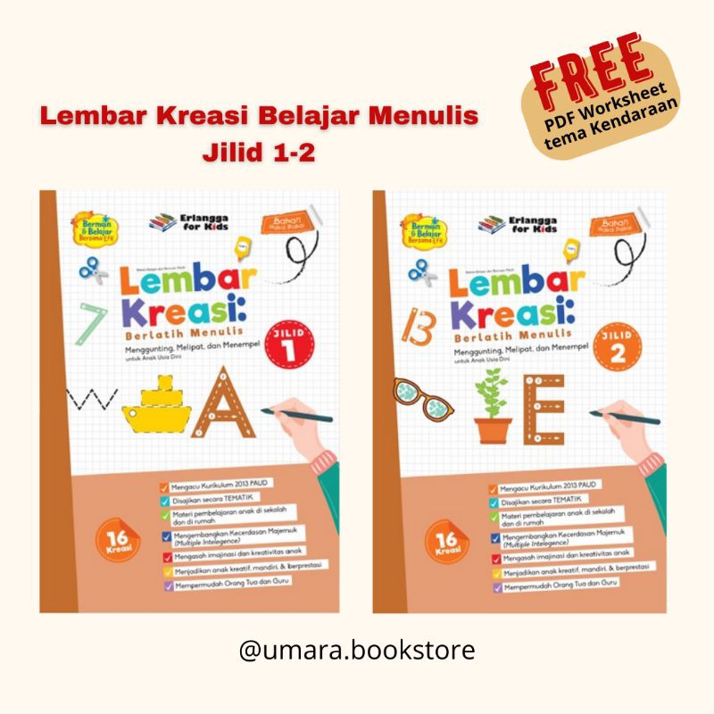 

Lembar kreasi belajar menulis jilid 1 & 2