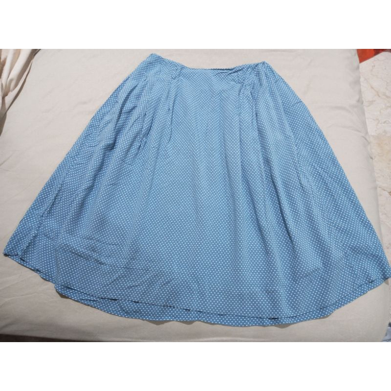 [PRELOVED] UNIQLO X INES DE LA FRASSANGE - SKY BLUE POLKADOT SKIRT