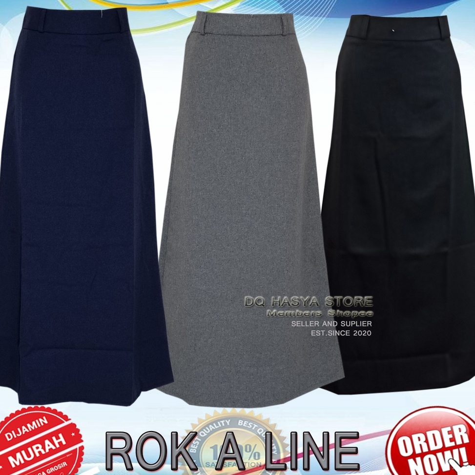 Chekout.. Rok Kerja Panjang Hitam A Bahan Formal Kantor Rok panjang Bentuk A