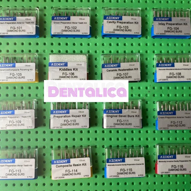 ➮➟✤ Dental diamond bur/ bur intan set preparasi inlay molar finishing bur kuning