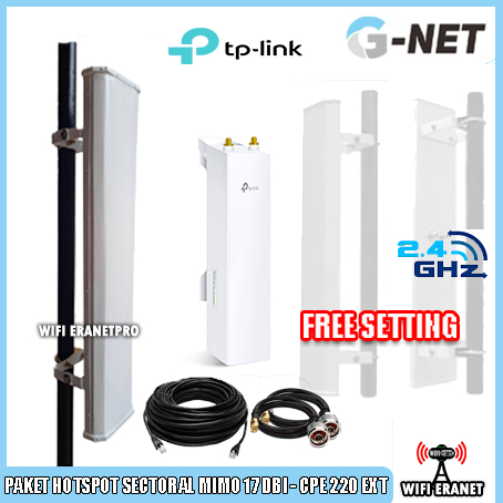 Antena Wifi Outdoor / Paket Hotspot Sectoral Mimo 17 dBi 2.4 Ghz & TP LINK CPE220 EXT