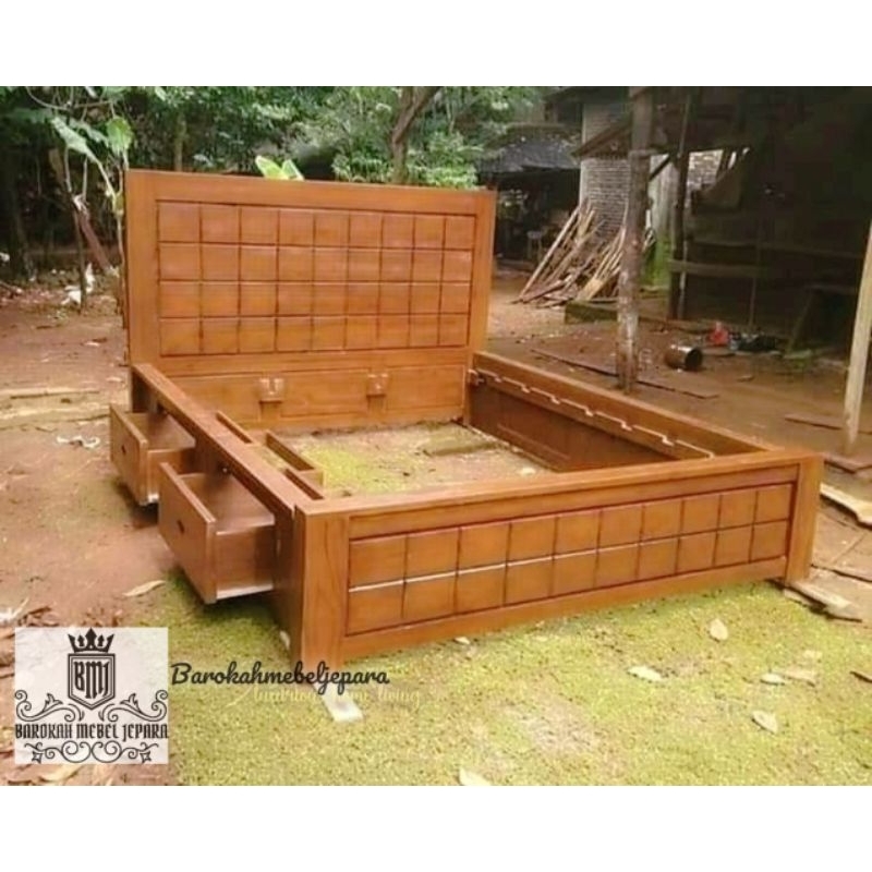 dipan minimalis jati / dipan jati 180cm / dipan minimalis laci