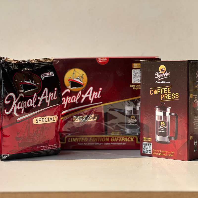 

Limited Edition Gift Pack Kapal Api 380 Gram & Coffee Press