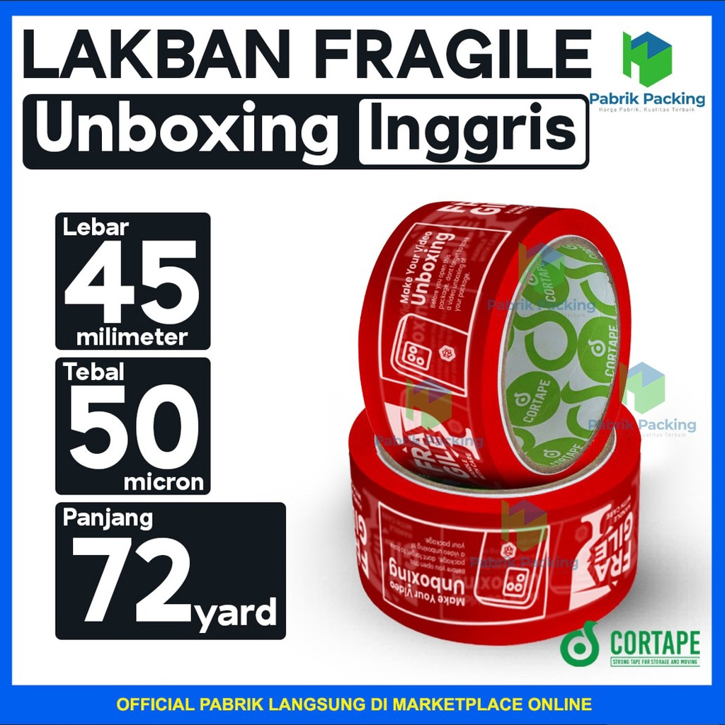 

LAKBAN VIDEO UNBOXING PLUS FRAGILE 72 YARD x 45 MM PALING MURAH SATUAN